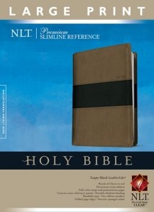 NLT-L/PRINT-PREMIUM-SLIM-REF-BIBLE-TAUPE/BLACK-DUO-TONE-LEATHERLIKE