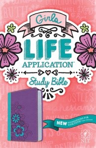 NLT-GIRLS-LIFE-APPLICATION-STUDY-BIBLE-PURPLE/TEAL-FLOWER-LEATHERLIKE